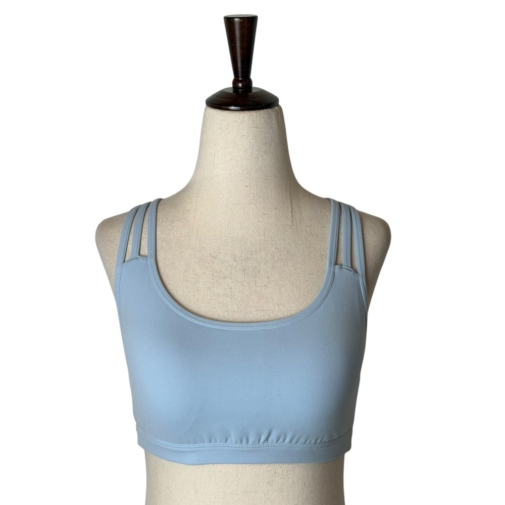 Athleta Sports Bra Women Small Blue Strappy Lattice Back Yoga Running Athleisure - Picture 3 of 12